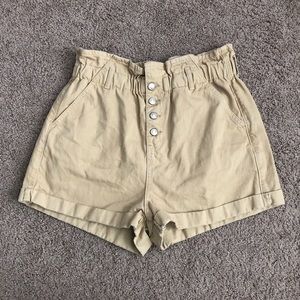 Topshop Khaki Paperbag Shorts